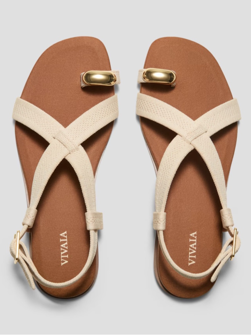 Vivaia Beige Toe Ring Sandals